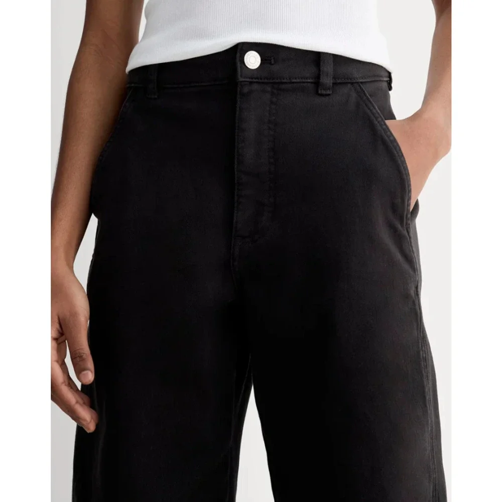 EVERLANE Women's The Utility Barrel Pants Size 10 TALL Black Cotton Twill NWT